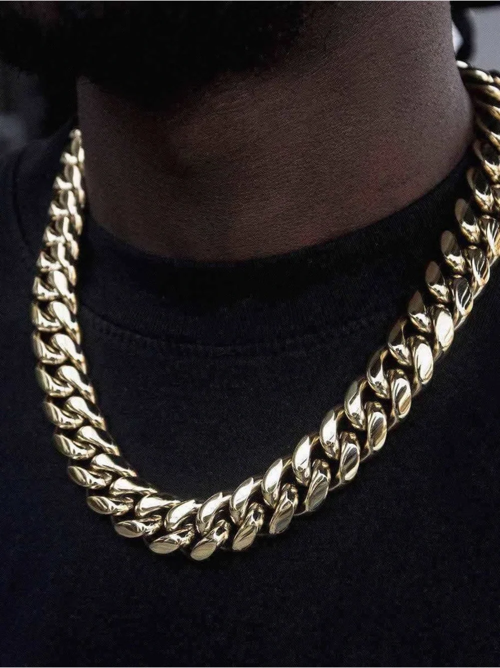 GLD real yellow gold cuban link chain 19mm 22inch